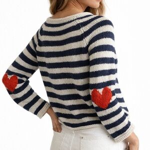 Christian Siriano Breton Striped Marinière Sweater  100% Cotton Navy White Red M